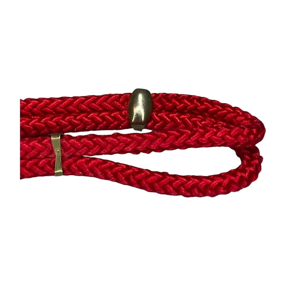 Vintage Women's Red Stretch Rope Belt With Floral Cloisonné Buckle 15-in Length - Picture 6 of 6